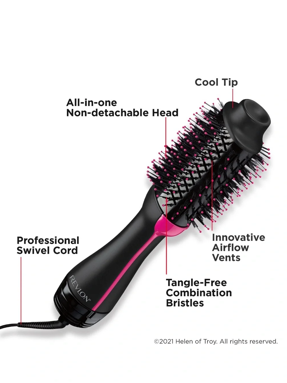Revlon One Step Hair Dryer And Volumizer Hot Air Brush, Black